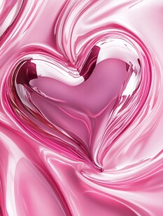 粉色心形流体艺术图案