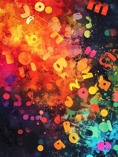 色彩斑斓字母抽象艺术图