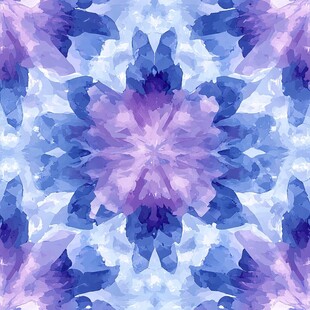 梦幻紫蓝花卉水彩无缝图案