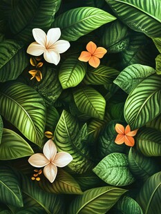 热带花叶 自然清新插画图景