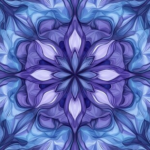 梦幻蓝紫色对称花卉图案