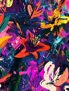 绚丽多彩花卉抽象艺术图案