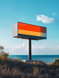 海边彩色广告牌风景