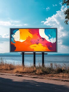 海边多彩广告牌艺术风景
