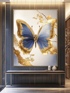 蓝金蝴蝶玄关艺术挂画