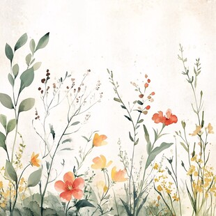水彩绘就的烂漫野花景致