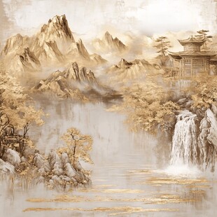 金色山水间的中式古韵