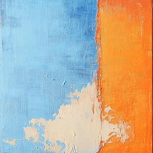 蓝橙撞色抽象艺术画作