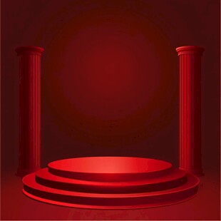 红色舞台立柱场景背景图