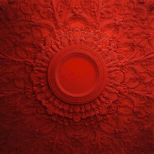 红色雕花圆形立体装饰背景