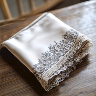 蕾丝装饰的精致丝绸手帕