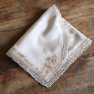 精致蕾丝刺绣真丝手帕