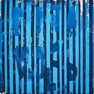 蓝色条纹背景上的艺术字体
