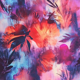 梦幻水彩花卉抽象图案
