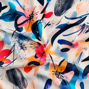 抽象水彩花卉印花布料