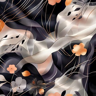 水墨花卉抽象图案设计
