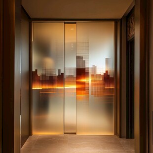 现代艺术风玻璃电梯门设计