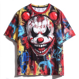 小丑涂鸦风个性短袖T恤