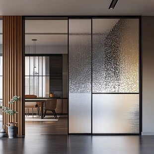 现代风磨砂玻璃隔断门