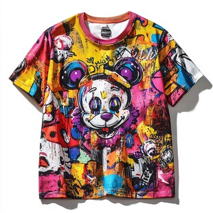 潮流涂鸦风卡通图案T恤