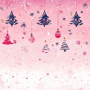 粉色梦幻圣诞装饰背景图
