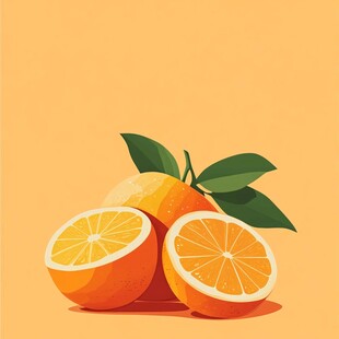 新鲜橙子插画 饱满多汁诱人