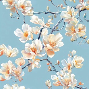 玉兰花枝 清新唯美花卉图