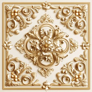 欧式金色浮雕天花板装饰图案