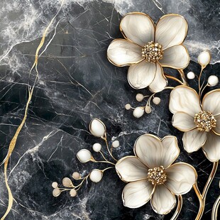 大理石上的精致花朵装饰
