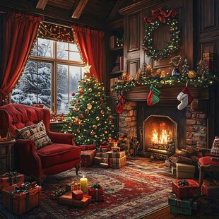温馨圣诞客厅的节日氛围