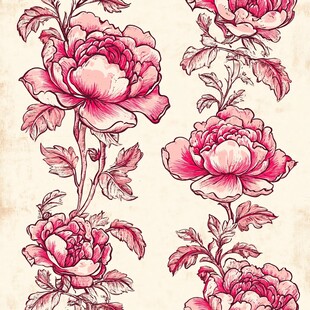 复古风手绘粉色花卉图案