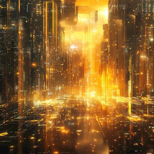 未来都市炫彩科技夜景