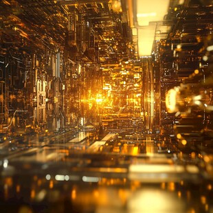 未来感金色科技空间场景