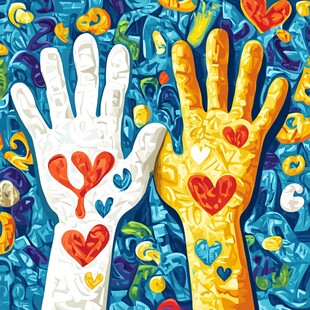 爱心双手绘出多彩温暖图景
