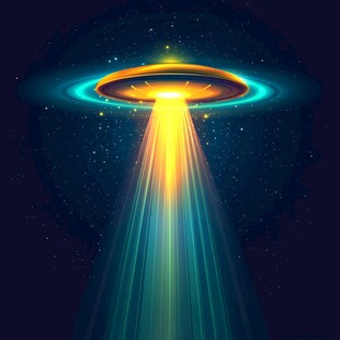 神秘飞碟发射炫目光束