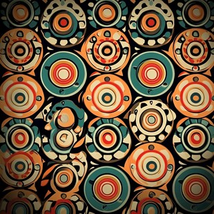 复古多彩圆形图案背景