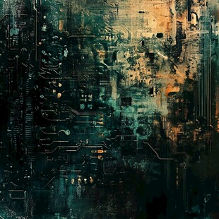 科技感抽象电路板艺术画面