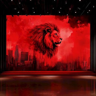 红色舞台上的雄狮城市图景