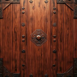 中式古典实木雕花大门