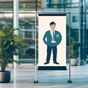 商务人物易拉宝展示画面