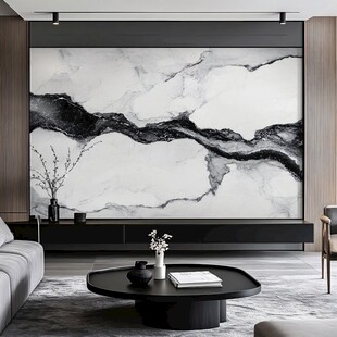 现代简约风客厅大理石背景墙