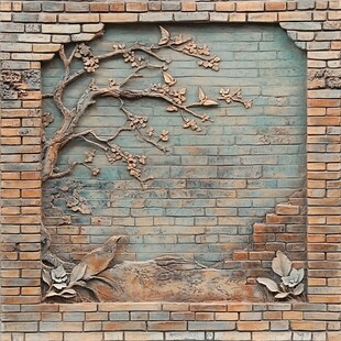 砖墙上的中式浮雕艺术