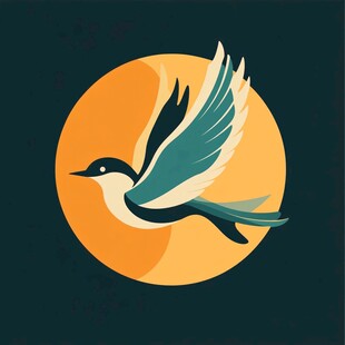 飞鸟伴日 灵动插画