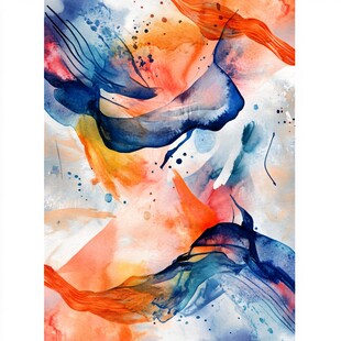 抽象水彩动感色彩艺术画