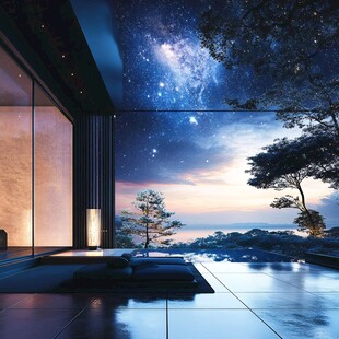 梦幻星空下的现代雅致露台