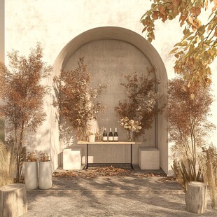 秋日庭院的静谧户外场景