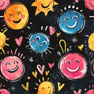 彩色笑脸太阳爱心图案背景
