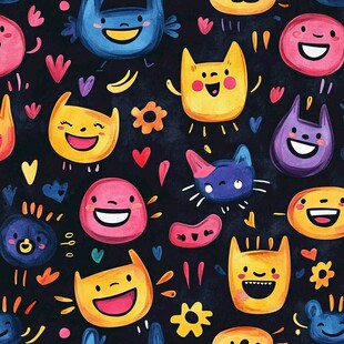可爱卡通动物笑脸图案