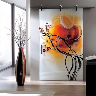 艺术彩绘玻璃推拉门装饰