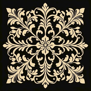 复古欧式对称花卉装饰图案